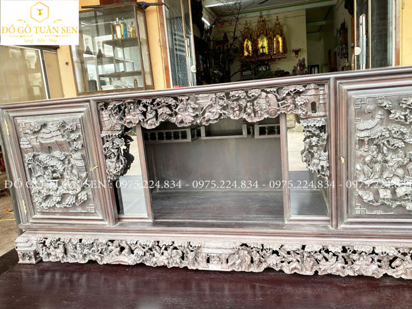 Nét đẹp tủ chè gỗ gụ hàng đục tay 